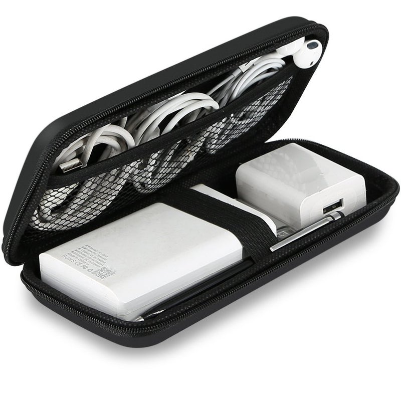 iMangoo Shockproof Carrying Charger Case Hard Protective EVA Impact Resistant Power Bank Pouch Small Electronics Organizer Cable Accessory Travel Essentials for Women  Size 6.5''x3.2''x1''  Black - Image 1